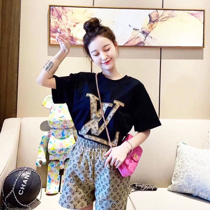 欧米のタイドブランド2022年新作プリントTシャツ半袖+ショーツツーピースサマー - dianjiang-