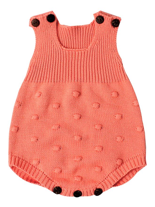 Sleeveless Knitted Wear Buttoned Baby Romper - dianjiang-