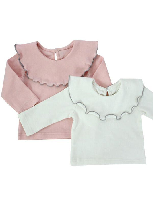 Ruffled Collar Long Sleeve Cotton Top Shirt for Babies - dianjiang-