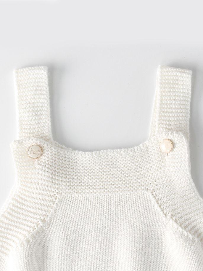Comfortable White Crochet Cotton Jumpsuit Baby Sleeveless Suspender Knitted Romper - dianjiang-