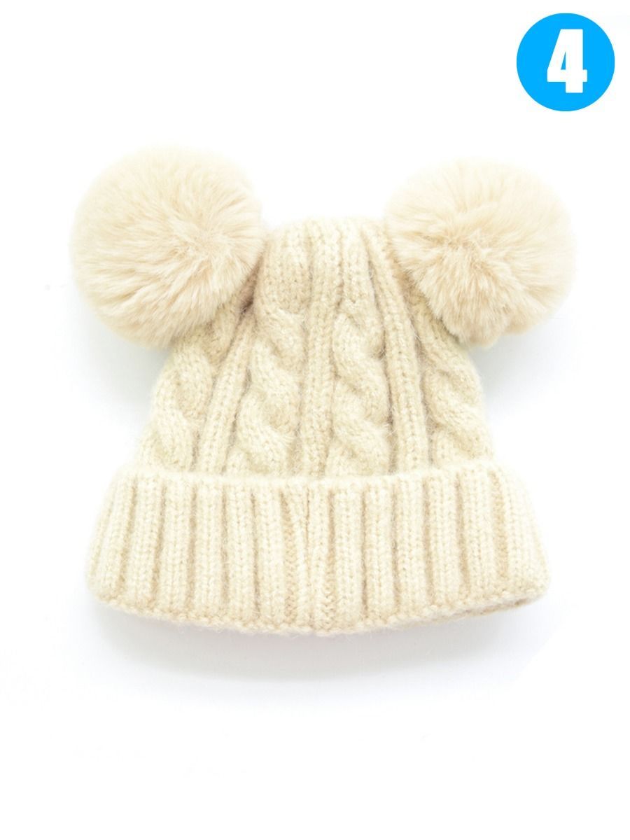 Winter Cable Knit Beanie with Double Pom - dianjiang-