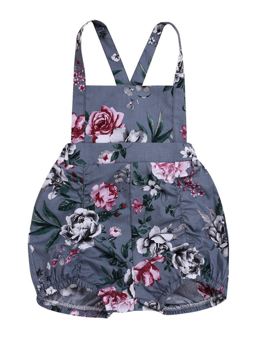 Baby Girls Flower Suspender Short Pants Spring Summer - dianjiang-