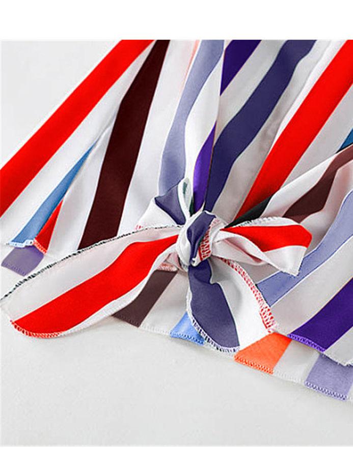 Mommy and Me Family fitted Colorful Stripe Dress Outfit - dianjiang-