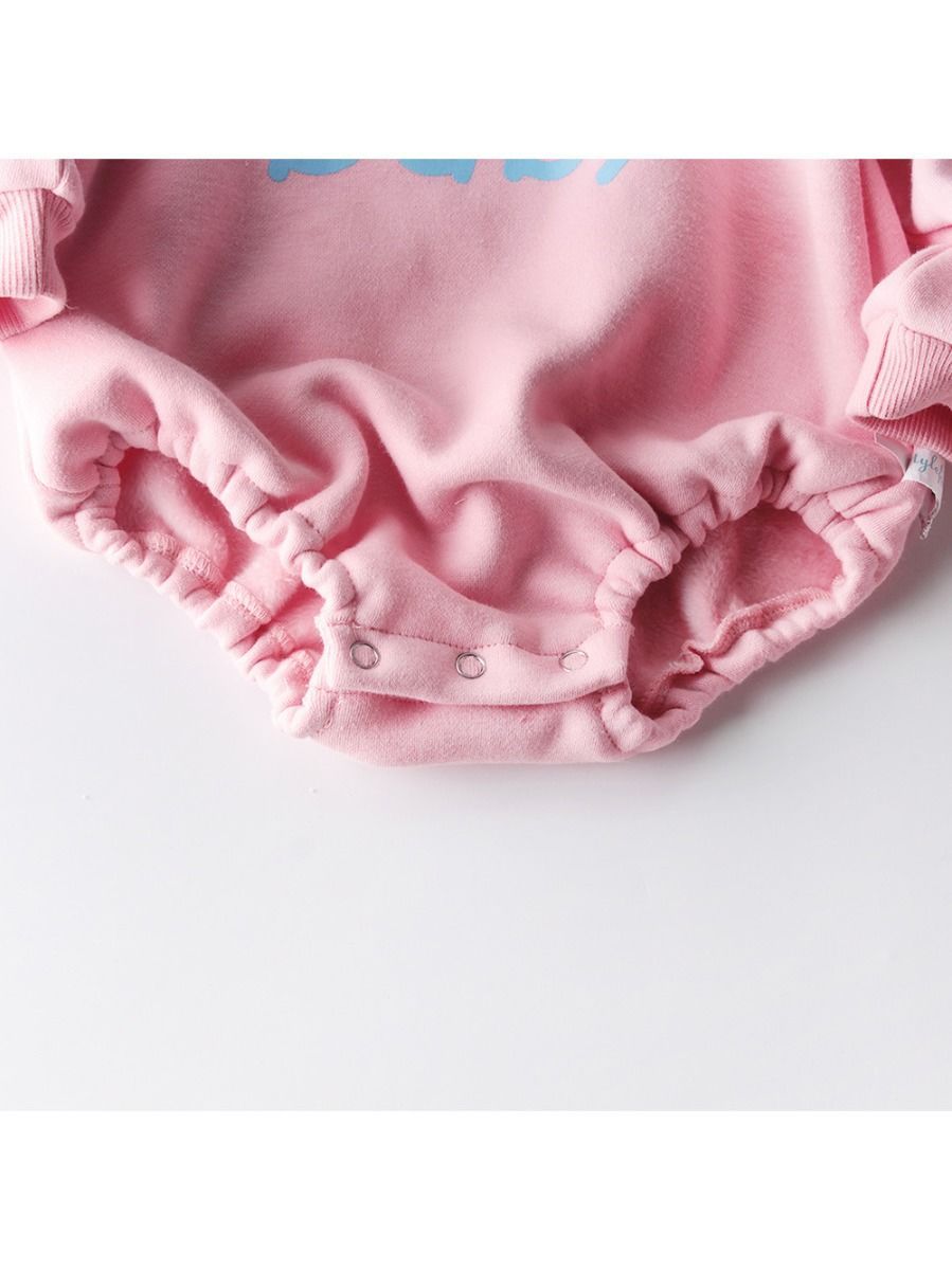 Winter 2-Piece Baby Fleece-lined Bodysuit and Headband Pink/Blue - dianjiang-