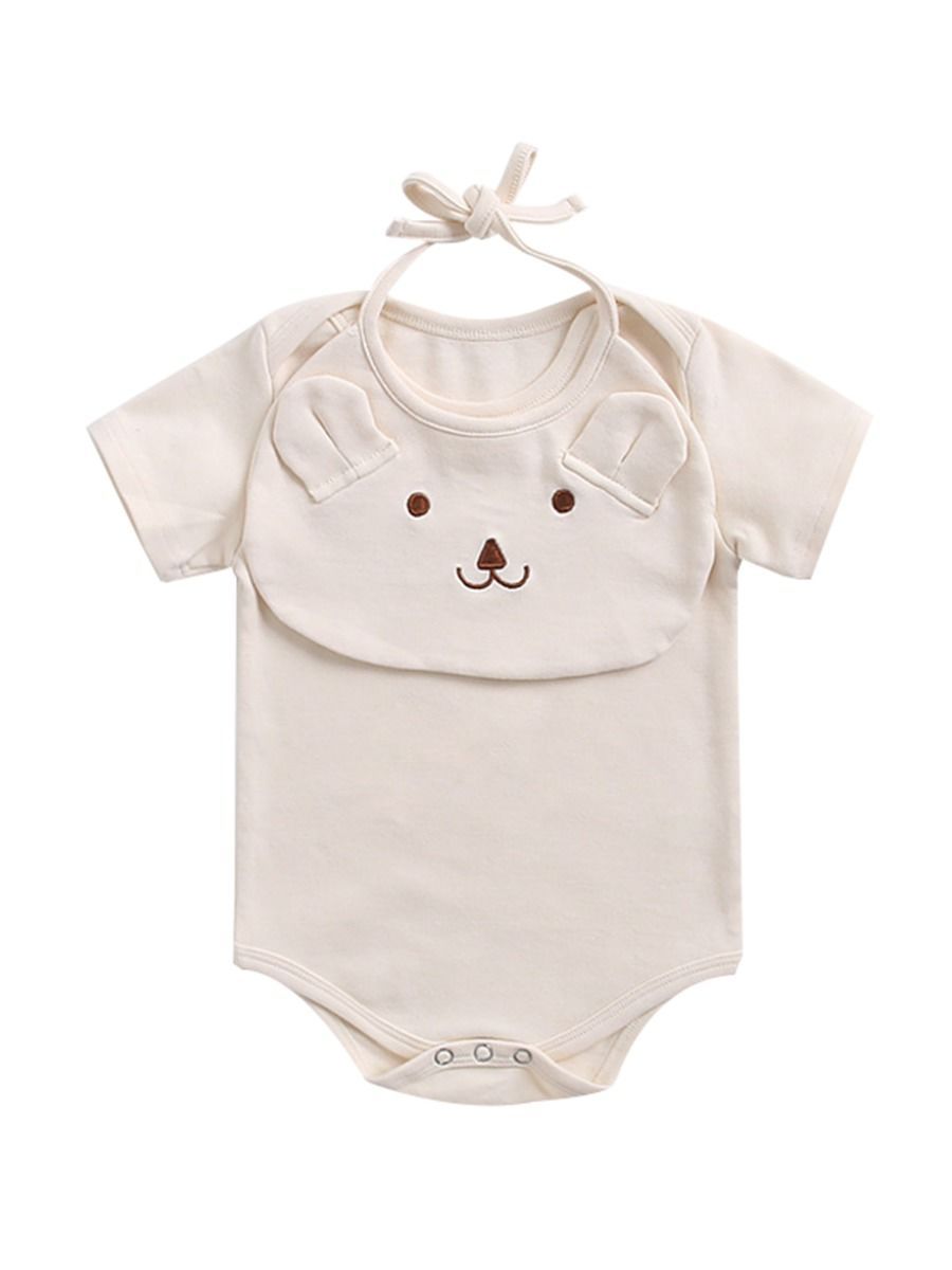 2-Piece Baby Onesie Matching Bear Bib - dianjiang-