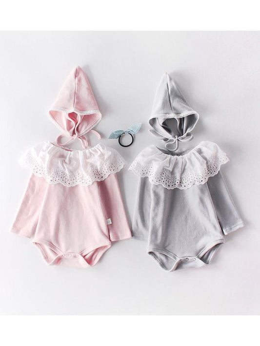 2-Piece Spanish Style Baby Clothes Lace Trim Romper Matching Hat - dianjiang-