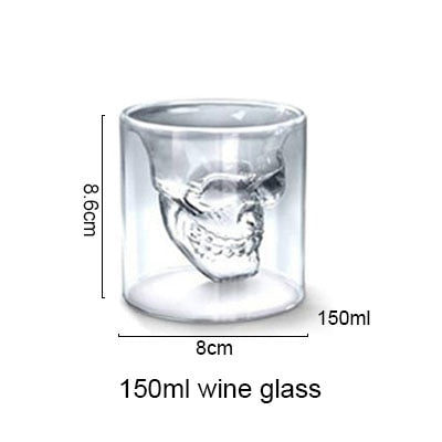 3 sizes Two ways Shot Transparent Crystal Skull Head Glass Cup For Whiskey Wine Vodka Bar Club beer wine glass - dianjiang-