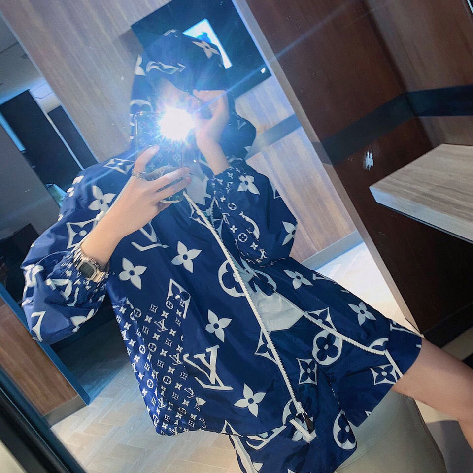 【公式純正品】2022年新商品発売! ヨーロッパとアメリカのタイドブランドのプリントリボンコントラストカラースプライシングフード付きジャケット+ショーツスーツ - dianjiang-