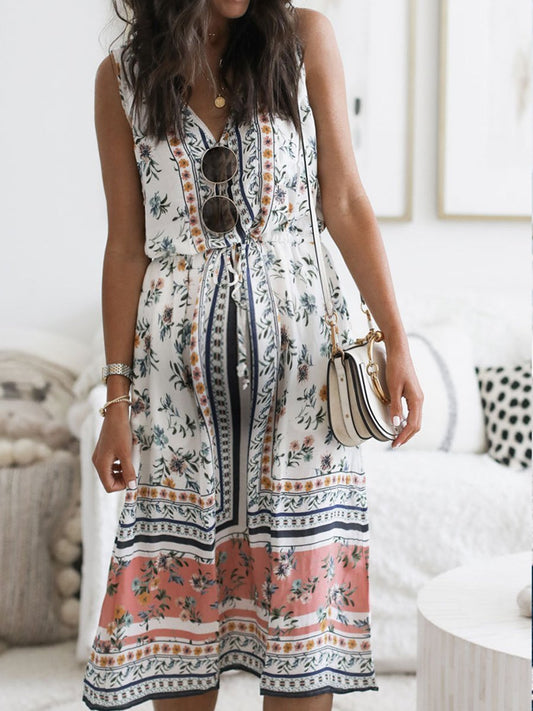 Maternity Casual Fashion Print Suspender Dress - dianjiang-