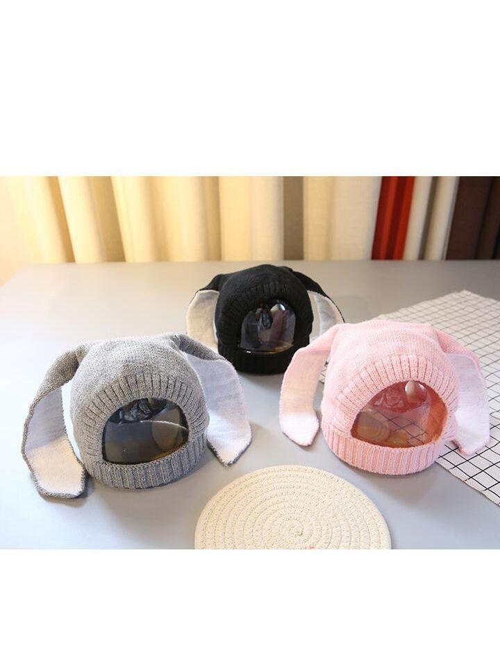 Adorable Bunny Ear Outdoor Earflap Baby Knitted Hat - dianjiang-