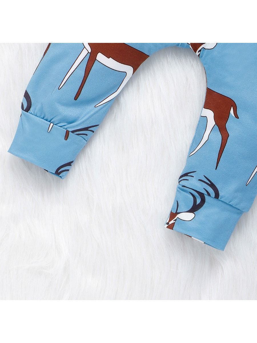 Baby 3-Piece Outfits Goat & Fox Printed Bodysuit+Pants+Hat - dianjiang-