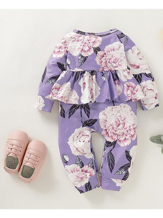 Baby Girl Big Flower Long Sleeves Autumn Jumpsuit - dianjiang-