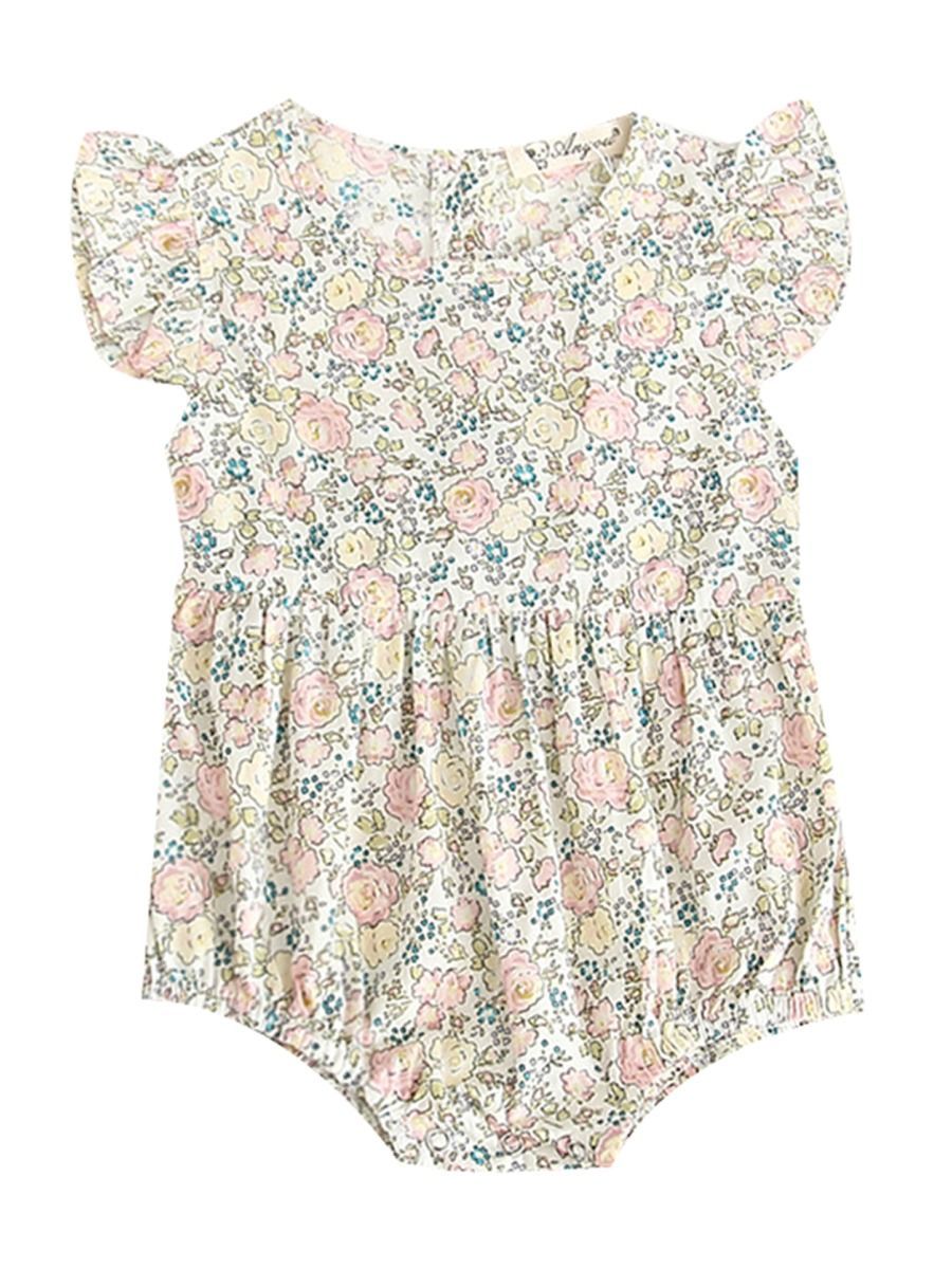 Baby Girl Flutter Sleeve Onesie Floral Bodysuit Summer - dianjiang-