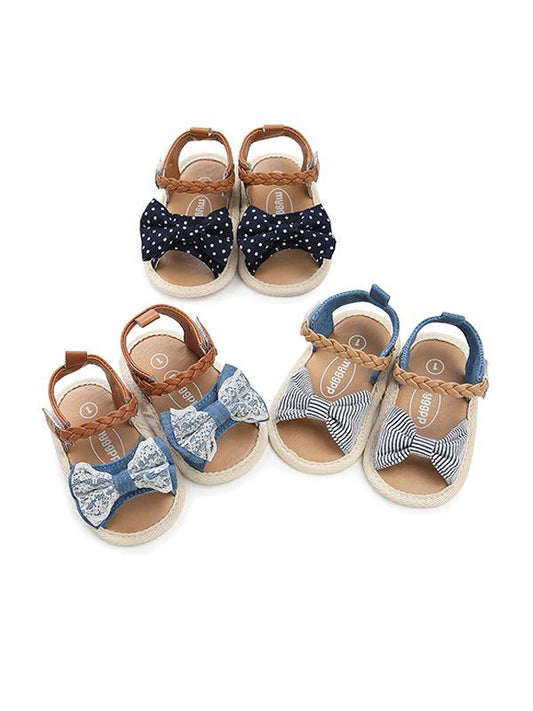 Baby Girls Bow-knot Pattern Cloth Sole Sandals - dianjiang-
