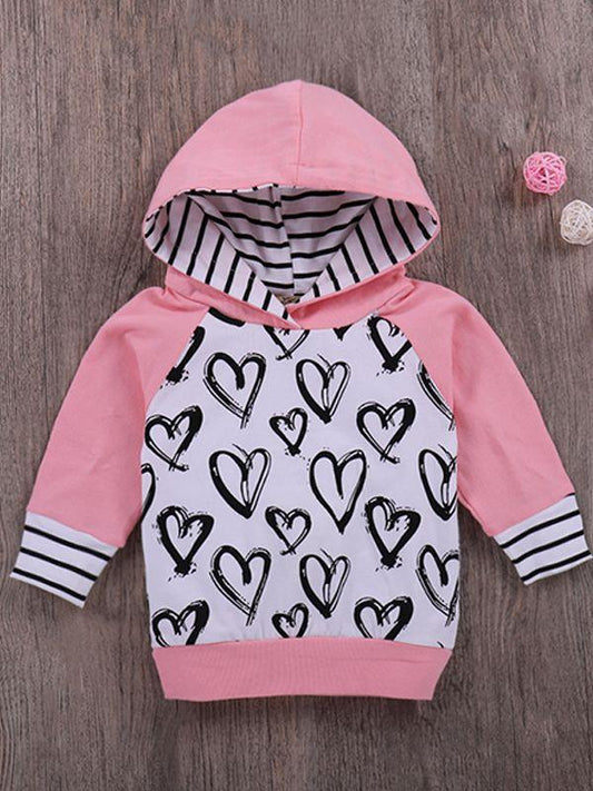 Baby Girls Pink Outfit Hoodie Top Matching Long Trousers - dianjiang-