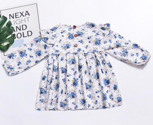Baby Little Girl Floral Long Sleeve One-Piece Dress - dianjiang-