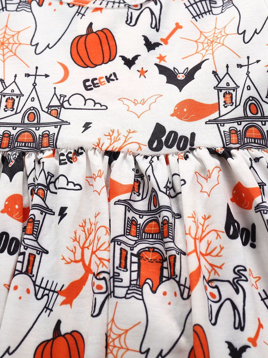 Baby Toddler Girl Halloween Theme Printed Dress - dianjiang-
