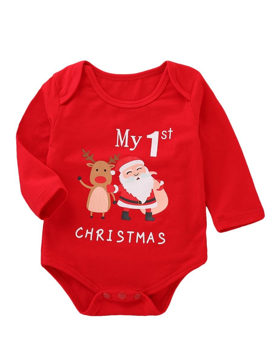 Xmas My 1ST CHRISTMAS Printed Infant Rompers Homewear - dianjiang-