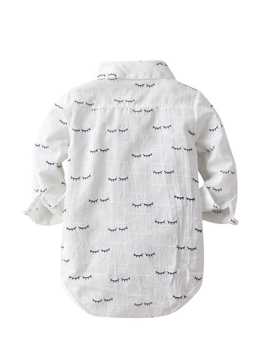 Cartoon Eyewinker Baby Little Boy Romper Onesie with Bowtie 6-24M - dianjiang-