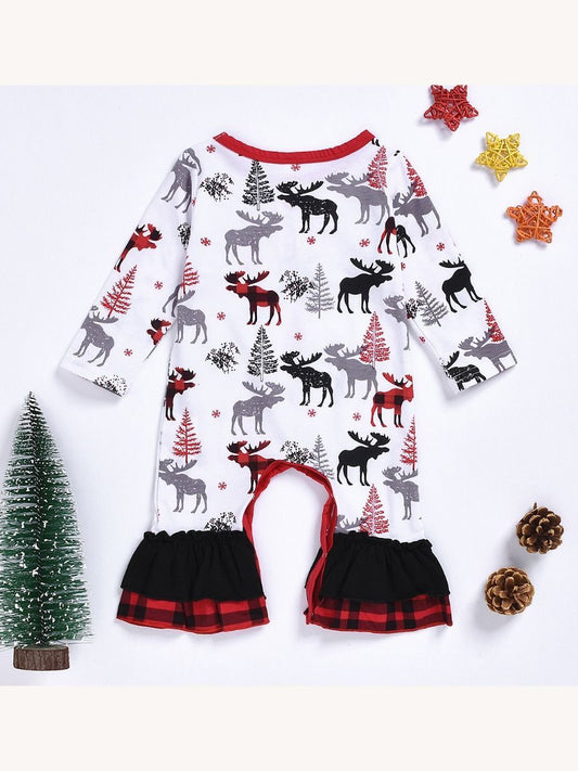 Christmas Theme Baby Ruffled Jumpsuit - dianjiang-