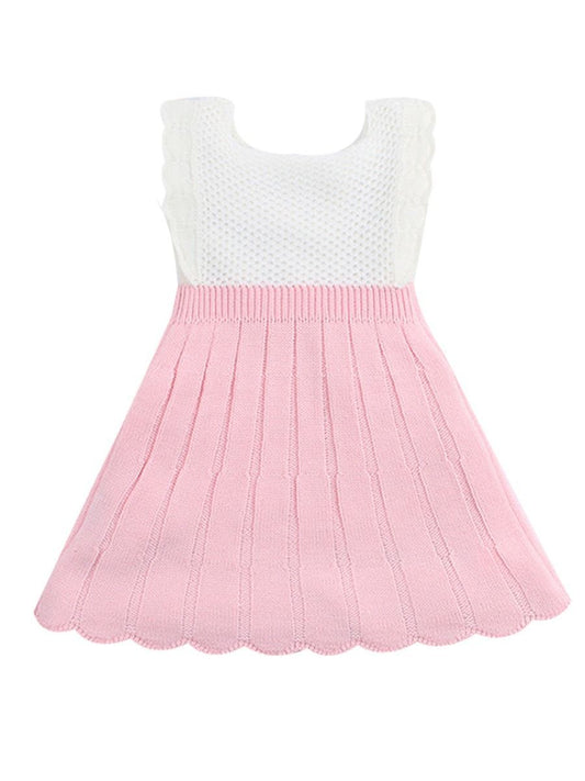 Color-blocking Knitwear Sleeveless Dress For Summer Baby Toddler Girl - dianjiang-