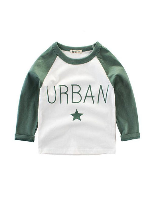 Urban Color Block Cotton Tee Sports Long-sleeve Top - dianjiang-