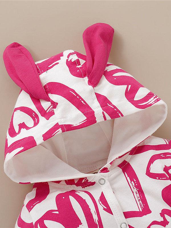 Cute Baby Fox & Tree/Heart Cartoon Hooded With Ears Autumn Jumpsuit One Piece Bodysuit - dianjiang-