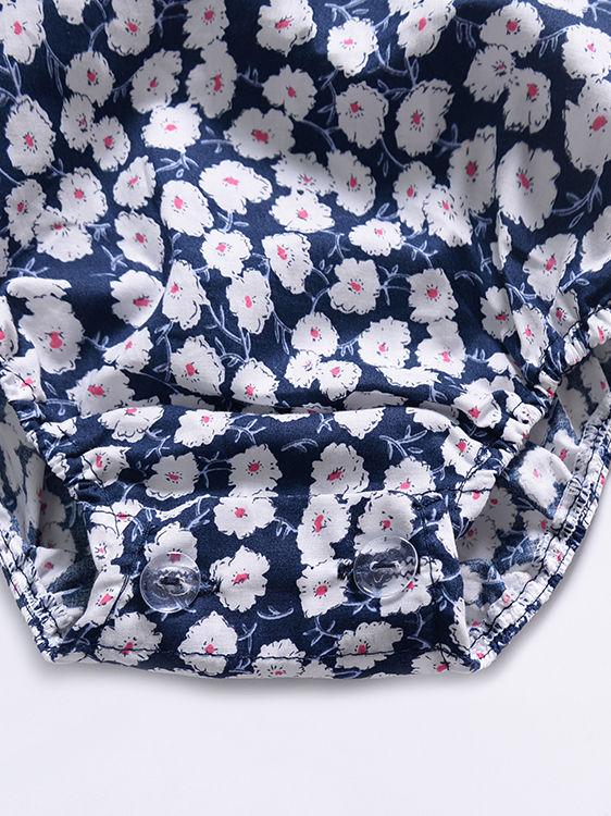 Cute Baby Girl 3 Colors Floral Lace-up Romper Summer Bodysuit - dianjiang-