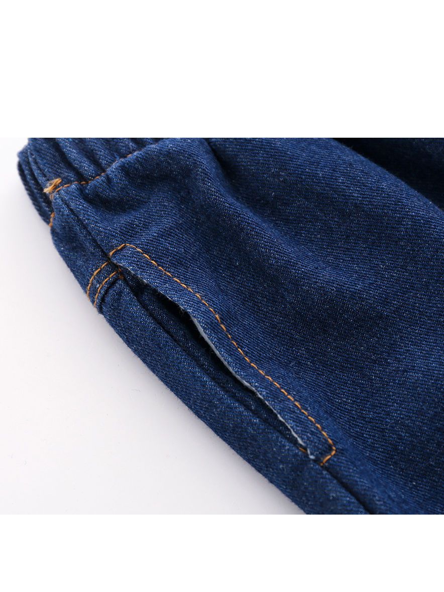 Cute Baby Toddler Girl Smile Face Letters Printed Blue Jeans - dianjiang-