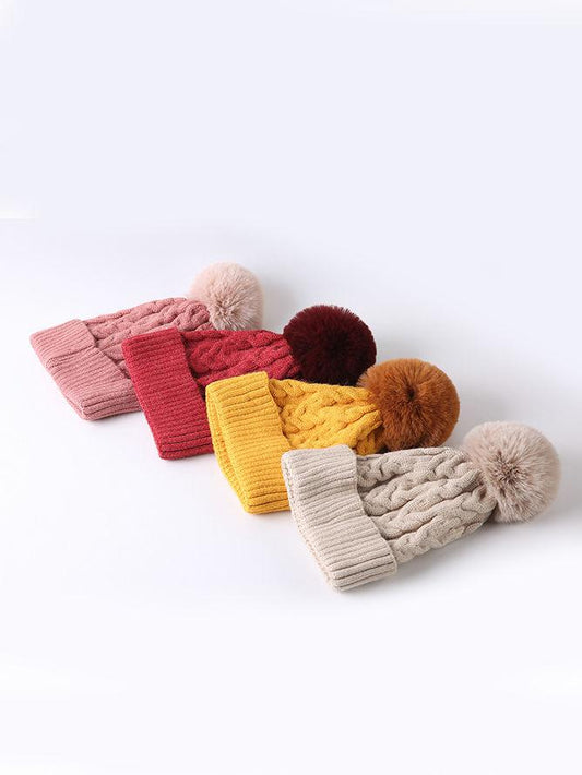 Cute Baby Toddler Kids Single Pompon Cable Knit Beanie Hat - dianjiang-