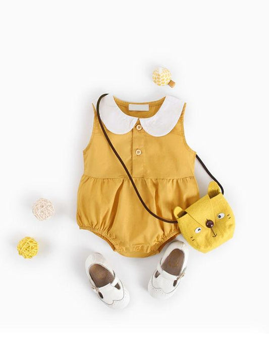 Cute Peter Pan Collar Cotton Baby Girls Romper - dianjiang-