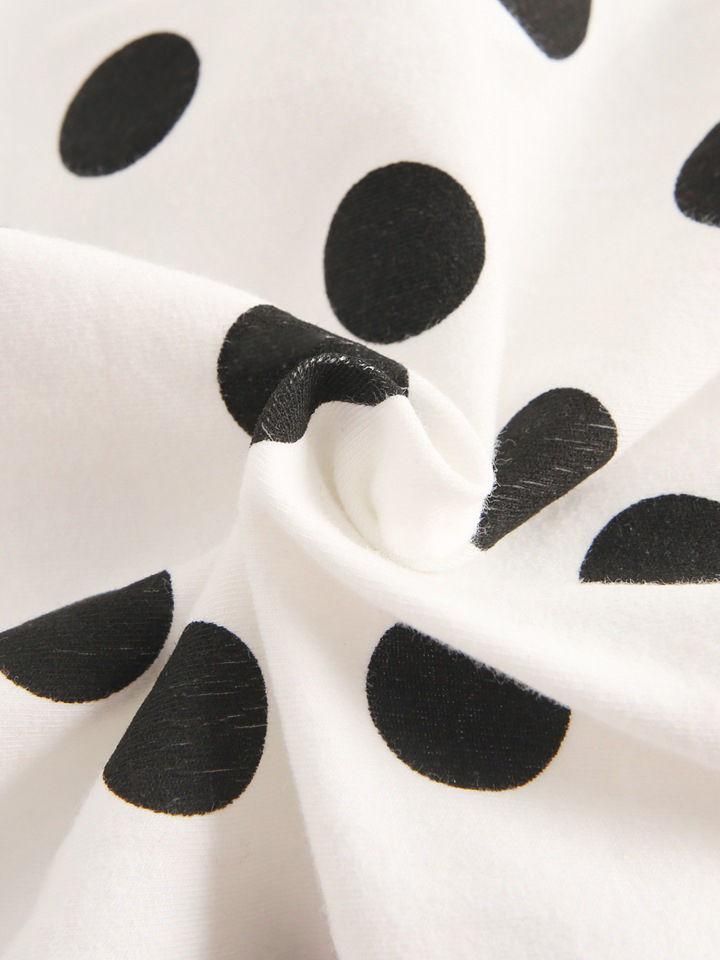 Doll Collar Black Polka Dots Baby Bodysuit - dianjiang-