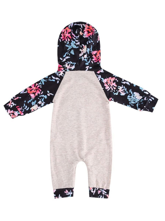 Fall Little Sister Floral Hooded Overall - dianjiang-