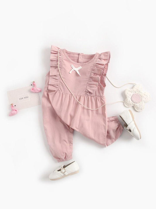 Fall Solid Color Baby Frilled Jumpsuit - dianjiang-