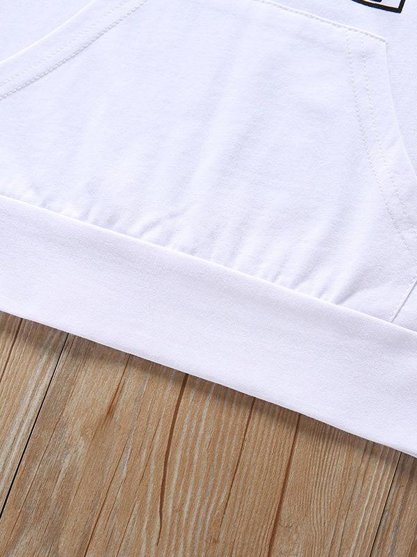 Fashion Baby Boy Letters Printed Solid Color Hooded Tank Top - dianjiang-