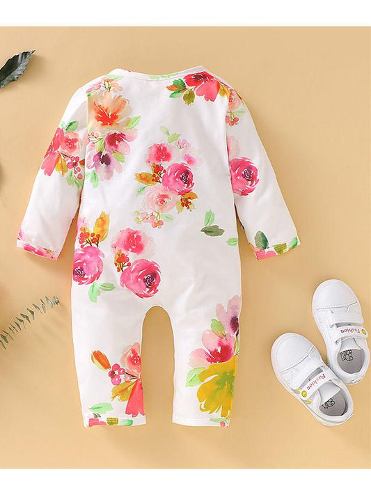 Fashion Baby Girl Floral Flounced Overall - dianjiang-