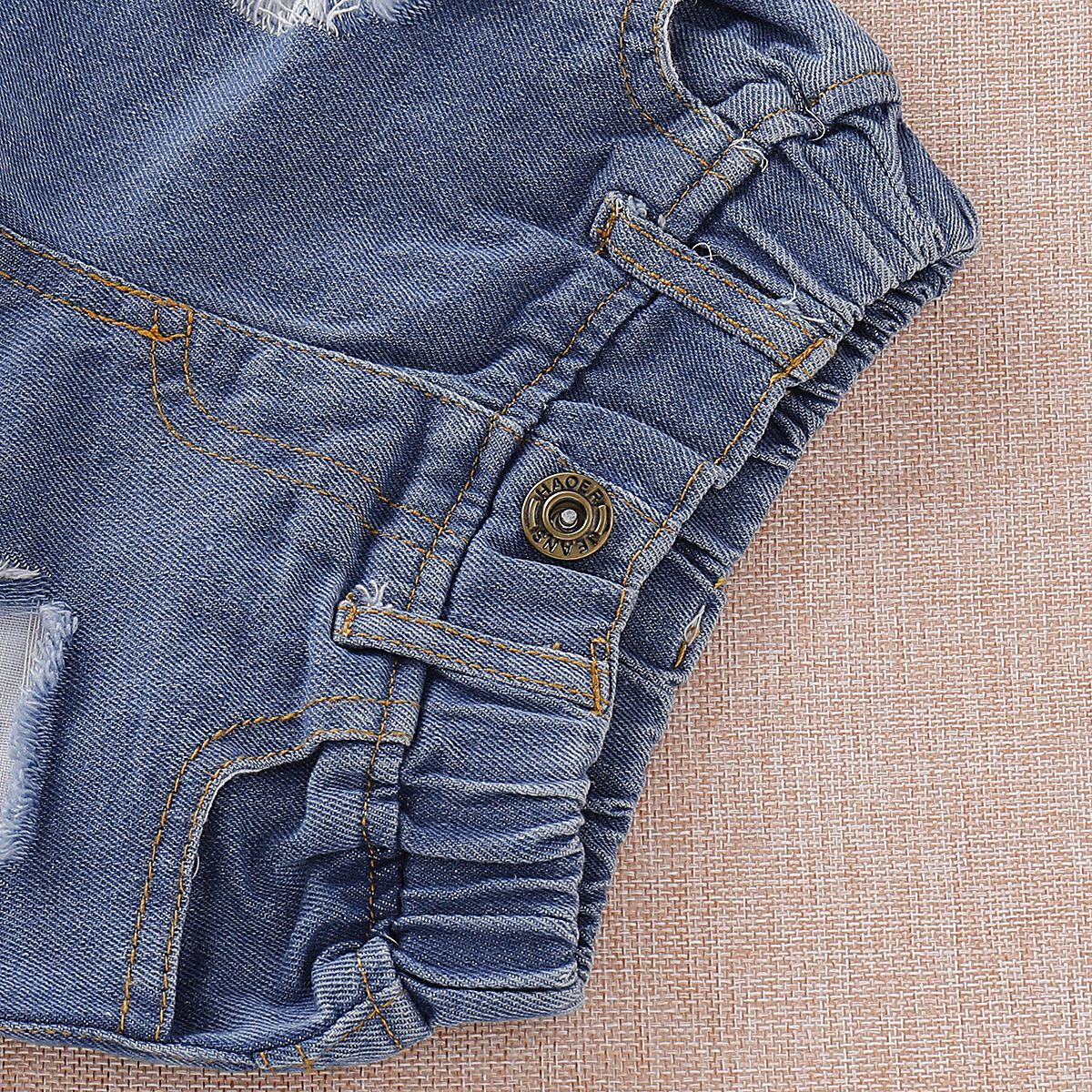 Fashion Baby Kids Outfit Tank Top+Ripped Fringe-hem Short Jeans - dianjiang-