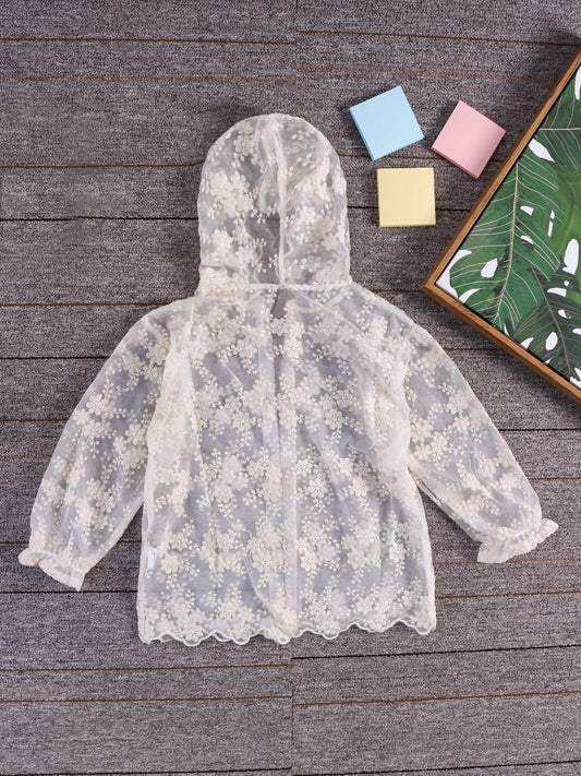 Fashion Girl Flower Lace Hooded Cardigan - dianjiang-