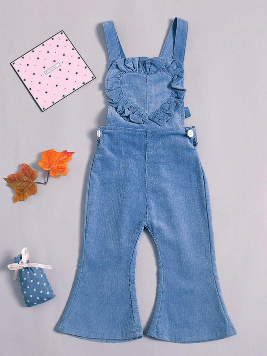 Fashion Ruffled Pants Love Heart Flared Overall Baby Toddler Suspender Trousers - dianjiang-