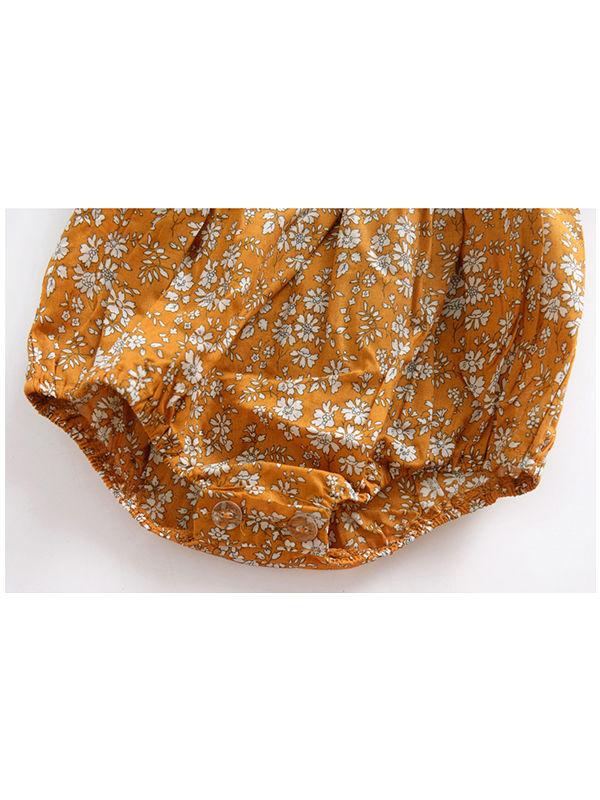 Floral Flat Collar Long Sleeve Infant Baby Rompers - dianjiang-