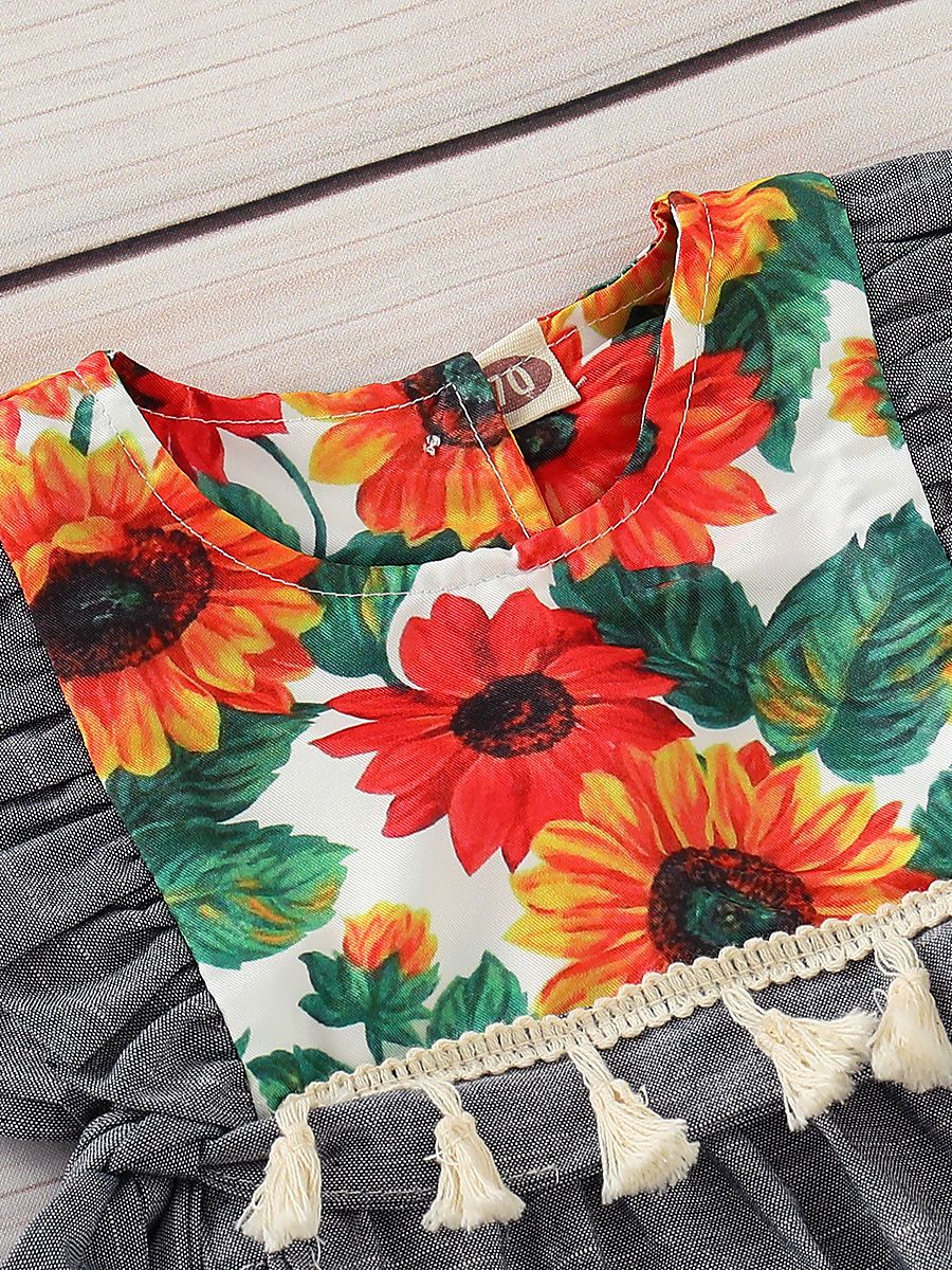 Flower Tassel Trimmed Infant Girl Romper Onesie - dianjiang-