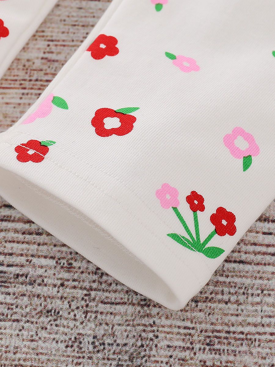 Spring Toddler Girls Footless Flower Butterfly Print Trousers - dianjiang-