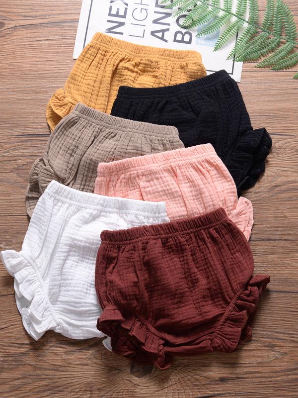 Frilled Solid Color Clothes Muslin Baby Bread Pants - dianjiang-