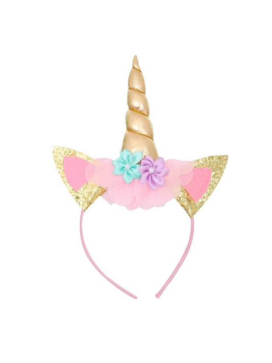Fashion Sequin Flower Trimmed Unicorn Hair Hoop Hair Band Decorations for Kids Girls - dianjiang-