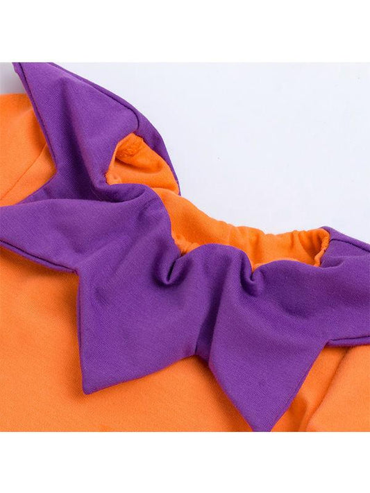 Halloween Pumpkin Color Blocking Long-sleeve Jumpsuit - dianjiang-