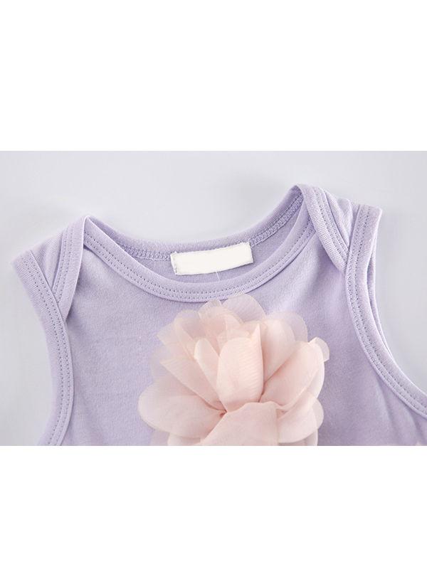 Purple Infant Baby Girls Cute Paneled Floral Tutu Party Dress Tulle Sleeveless - dianjiang-