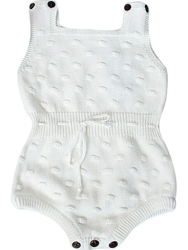 Knitted Buttoned Sleeveless Baby Romper - dianjiang-