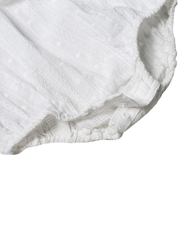 Spanish Style Short Sleeve Jacquard Lace Jumpsuit for Babies Toddlers - dianjiang-