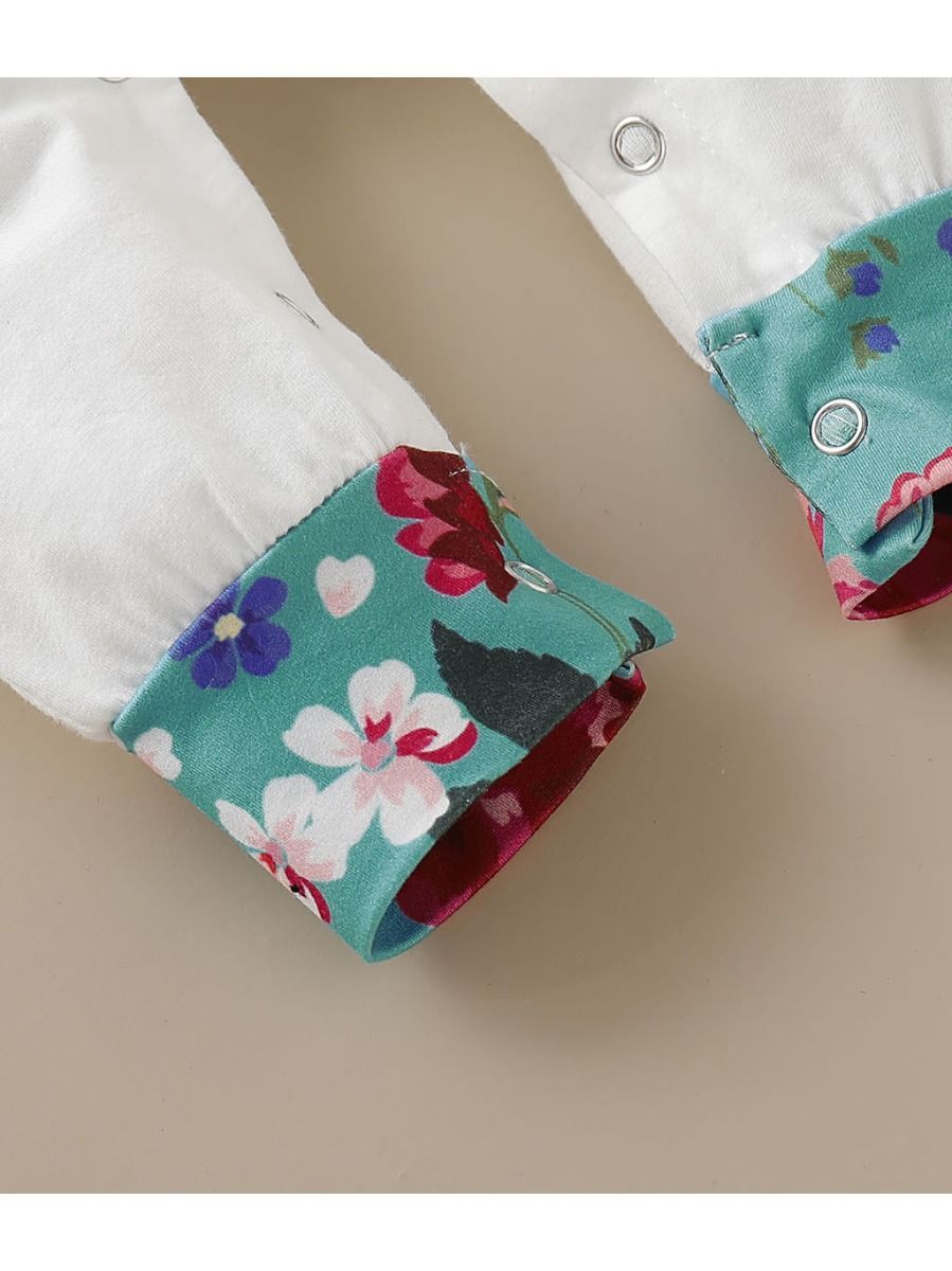 Little Sister Floral Print Long-sleeved Hooded Jumpsuit - dianjiang-