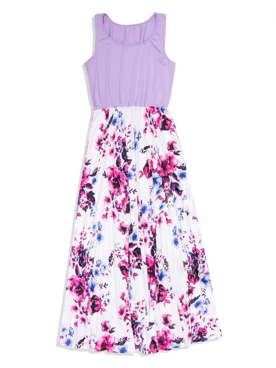 Mommy and Me Family Fitted Flower Patchwork Sleeveless Long Dress - dianjiang-